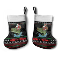 Merry Fishmas Santa Riding Bass Christmas Stocking Funny Christmas - Wonder Print Shop