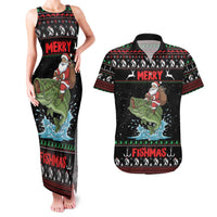 Merry Fishmas Santa Riding Bass Personalized Couples Matching Tank Maxi Dress and Hawaiian Shirt Funny Christmas - Wonder Print Shop