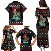 Merry Fishmas Santa Riding Bass Personalized Family Matching Puletasi and Hawaiian Shirt Funny Christmas - Wonder Print Shop
