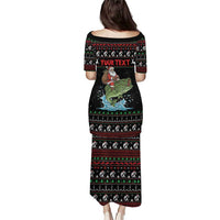 Merry Fishmas Santa Riding Bass Personalized Family Matching Puletasi and Hawaiian Shirt Funny Christmas - Wonder Print Shop
