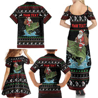 Merry Fishmas Santa Riding Bass Personalized Family Matching Summer Maxi Dress and Hawaiian Shirt Funny Christmas - Wonder Print Shop