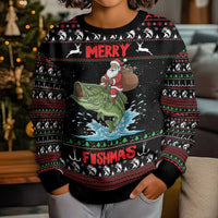 Merry Fishmas Santa Riding Bass Personalized Kid Ugly Christmas Sweater Funny Christmas - Wonder Print Shop