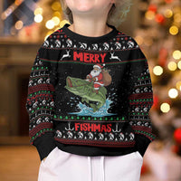 Merry Fishmas Santa Riding Bass Personalized Kid Ugly Christmas Sweater Funny Christmas - Wonder Print Shop