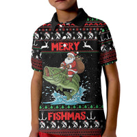 Merry Fishmas Santa Riding Bass Personalized Kid Polo Shirt Funny Christmas - Wonder Print Shop