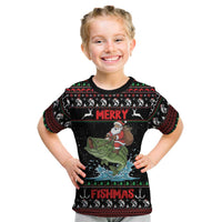 Merry Fishmas Santa Riding Bass Personalized Kid T Shirt Funny Christmas - Wonder Print Shop