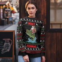 Merry Fishmas Santa Riding Bass Personalized Ugly Christmas Sweater Funny Christmas - Wonder Print Shop