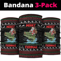 Merry Fishmas Santa Riding Bass Neck Gaiter Funny Christmas - Wonder Print Shop