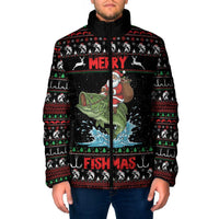 Merry Fishmas Santa Riding Bass Personalized Padded Jacket Funny Christmas - Wonder Print Shop