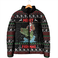 Merry Fishmas Santa Riding Bass Personalized Padded Jacket Funny Christmas - Wonder Print Shop