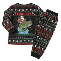 Merry Fishmas Santa Riding Bass Personalized Christmas Pajama Set Funny Christmas - Wonder Print Shop