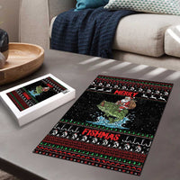 Merry Fishmas Santa Riding Bass Puzzle Funny Christmas - Wonder Print Shop