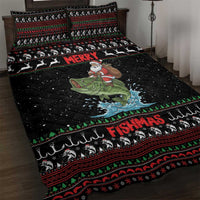 Merry Fishmas Santa Riding Bass Quilt Bed Set Funny Christmas - Wonder Print Shop