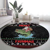 Merry Fishmas Santa Riding Bass Round Carpet Funny Christmas - Wonder Print Shop