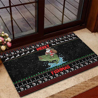 Merry Fishmas Santa Riding Bass Rubber Doormat Funny Christmas - Wonder Print Shop
