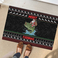 Merry Fishmas Santa Riding Bass Rubber Doormat Funny Christmas - Wonder Print Shop