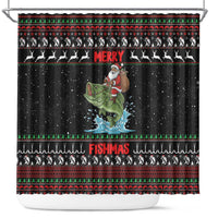Merry Fishmas Santa Riding Bass Shower Curtain Funny Christmas - Wonder Print Shop