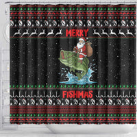Merry Fishmas Santa Riding Bass Shower Curtain Funny Christmas - Wonder Print Shop