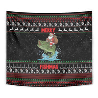 Merry Fishmas Santa Riding Bass Tapestry Funny Christmas - Wonder Print Shop