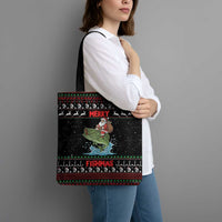 Merry Fishmas Santa Riding Bass Tote Bag Funny Christmas - Wonder Print Shop