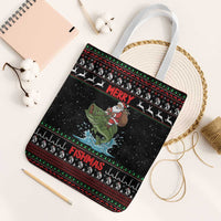 Merry Fishmas Santa Riding Bass Tote Bag Funny Christmas - Wonder Print Shop