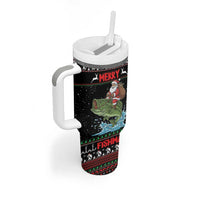 Merry Fishmas Santa Riding Bass Personalized Tumbler With Handle Funny Christmas - Wonder Print Shop