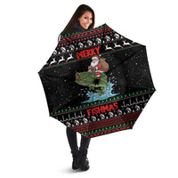 Merry Fishmas Santa Riding Bass Umbrella Funny Christmas - Wonder Print Shop