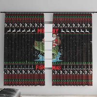 Merry Fishmas Santa Riding Bass Window Curtain Funny Christmas - Wonder Print Shop