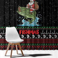 Merry Fishmas Santa Riding Bass Window Curtain Funny Christmas - Wonder Print Shop