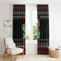 Merry Fishmas Santa Riding Bass Window Curtain Funny Christmas - Wonder Print Shop