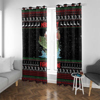 Merry Fishmas Santa Riding Bass Window Curtain Funny Christmas - Wonder Print Shop