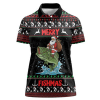 Merry Fishmas Santa Riding Bass Personalized Women Polo Shirt Funny Christmas - Wonder Print Shop