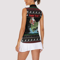 Merry Fishmas Santa Riding Bass Personalized Women Sleeveless Polo Shirt Funny Christmas - Wonder Print Shop