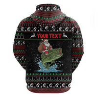 Merry Fishmas Santa Riding Bass Personalized Zip Hoodie Funny Christmas - Wonder Print Shop