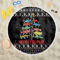 Merry Fishmas Beach Blanket Fishing Christmas Tree Lights - Wonder Print Shop