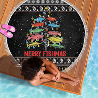 Merry Fishmas Beach Blanket Fishing Christmas Tree Lights - Wonder Print Shop