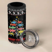 Merry Fishmas 4 in 1 Can Cooler Tumbler Fishing Christmas Tree Lights - Wonder Print Shop