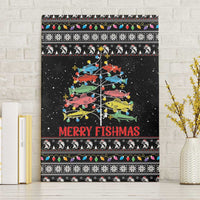 Merry Fishmas Canvas Wall Art Fishing Christmas Tree Lights - Wonder Print Shop