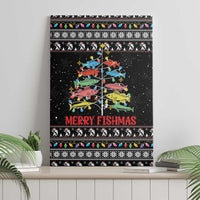 Merry Fishmas Canvas Wall Art Fishing Christmas Tree Lights - Wonder Print Shop