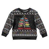 Merry Fishmas Kid Ugly Christmas Sweater Fishing Christmas Tree Lights - Wonder Print Shop