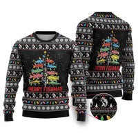 Merry Fishmas Ugly Christmas Sweater Fishing Christmas Tree Lights - Wonder Print Shop