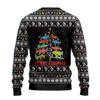 Merry Fishmas Ugly Christmas Sweater Fishing Christmas Tree Lights - Wonder Print Shop