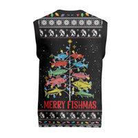 Merry Fishmas Christmas Knitted V-Neck Vest Fishing Christmas Tree Lights - Wonder Print Shop