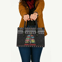 Merry Fishmas Leather Bag Fishing Christmas Tree Lights - Wonder Print Shop