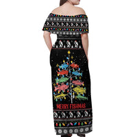 Merry Fishmas Off Shoulder Maxi Dress Fishing Christmas Tree Lights - Wonder Print Shop