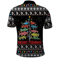 Merry Fishmas Polo Shirt Fishing Christmas Tree Lights - Wonder Print Shop
