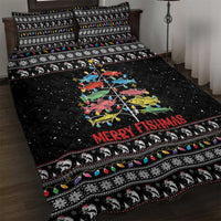 Merry Fishmas Quilt Bed Set Fishing Christmas Tree Lights - Wonder Print Shop