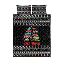 Merry Fishmas Quilt Bed Set Fishing Christmas Tree Lights - Wonder Print Shop