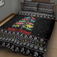 Merry Fishmas Quilt Bed Set Fishing Christmas Tree Lights - Wonder Print Shop