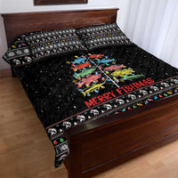 Merry Fishmas Quilt Bed Set Fishing Christmas Tree Lights - Wonder Print Shop