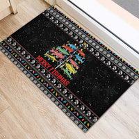 Merry Fishmas Rubber Doormat Fishing Christmas Tree Lights - Wonder Print Shop